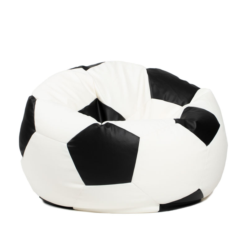 Pufs FUTBOLS SMART - Melnbalts, no priekšpuses