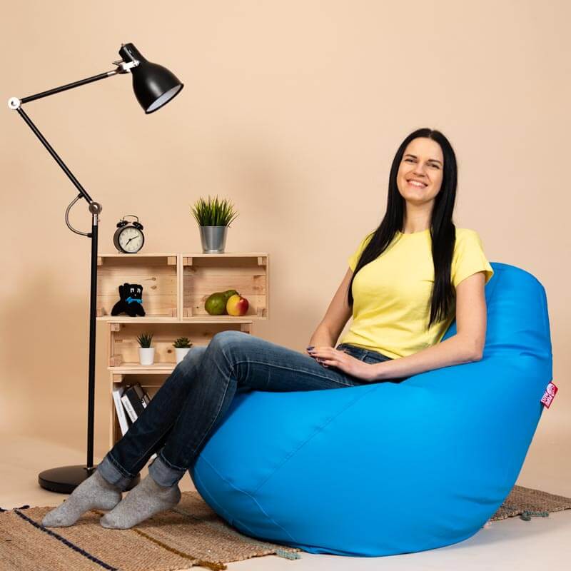 Pufs XL SMART - Zils, no kreisā sāna - pielietojumā