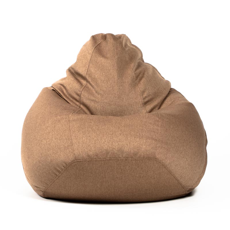 Pufs XL COZY no mēbeļu auduma - Latte, no priekšpuses