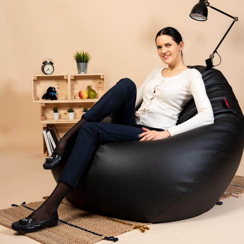 Pufs XXL SMART sānskatē melns