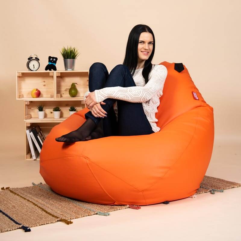 Pufs XXL SMART - Oranžs, no kreisā sāna - pielietojumā