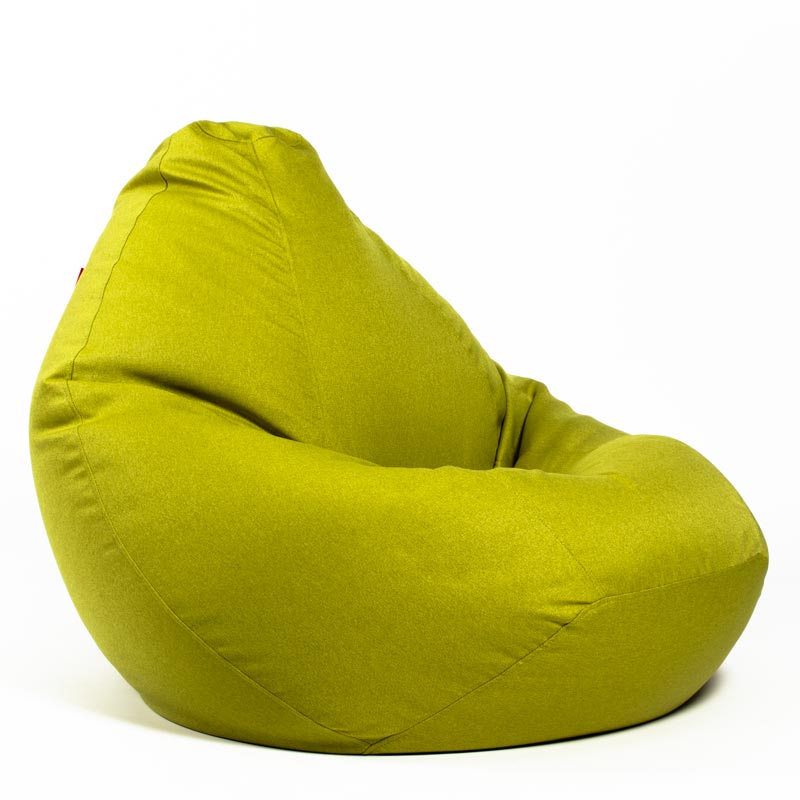 Pufs XXL COZY no mēbeļu auduma - Zaļš, no labā sānsskata