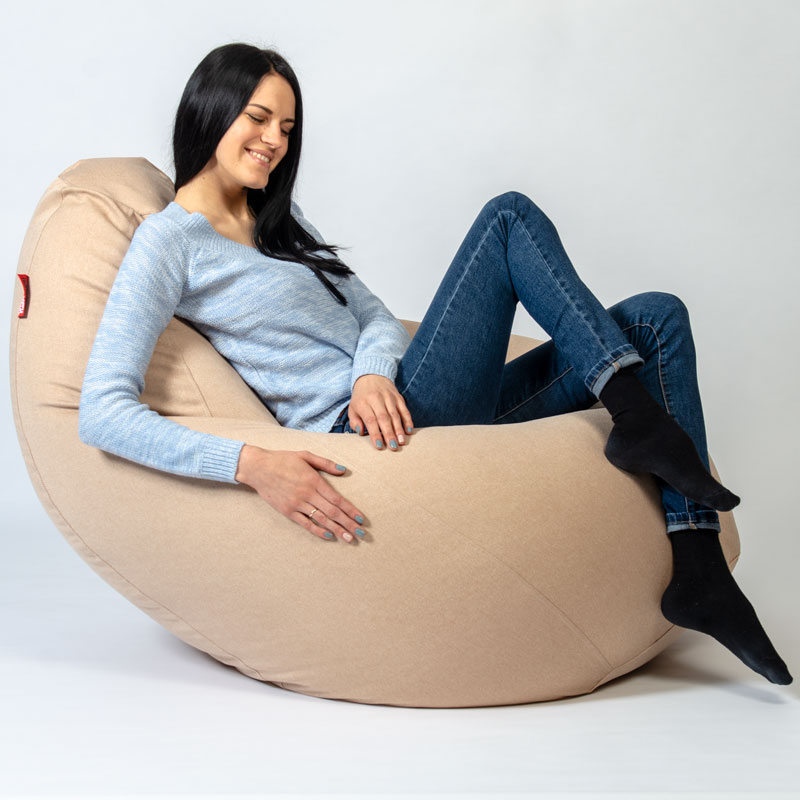 Pufs XXL COZY - Bēšs, no labā sāna-pielietojumā