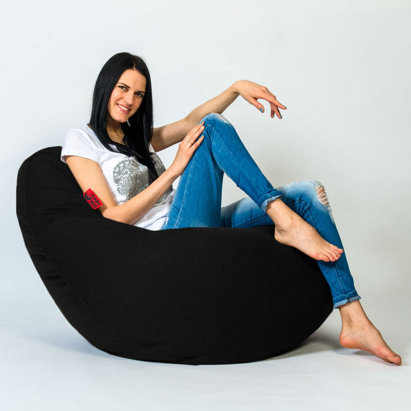Pufs XL COZY - Melns, no sāniņa